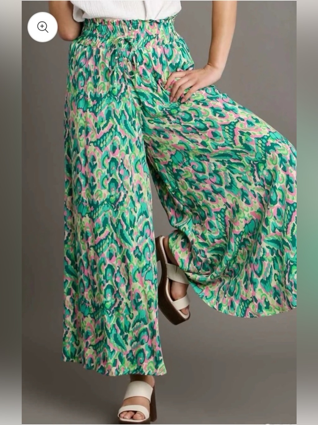 Umgee Boho Wide Leg Colorful Mixed Print Women’s Pant Small